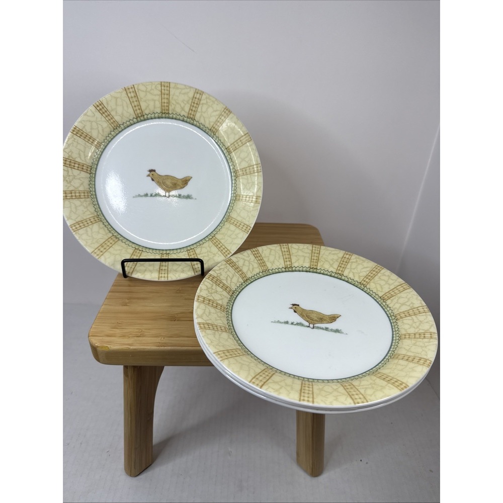 CORELLE Corning WINDSOR FARM Chicken SIDE Salad DESSERT 7¼" PLATE SET of 4
